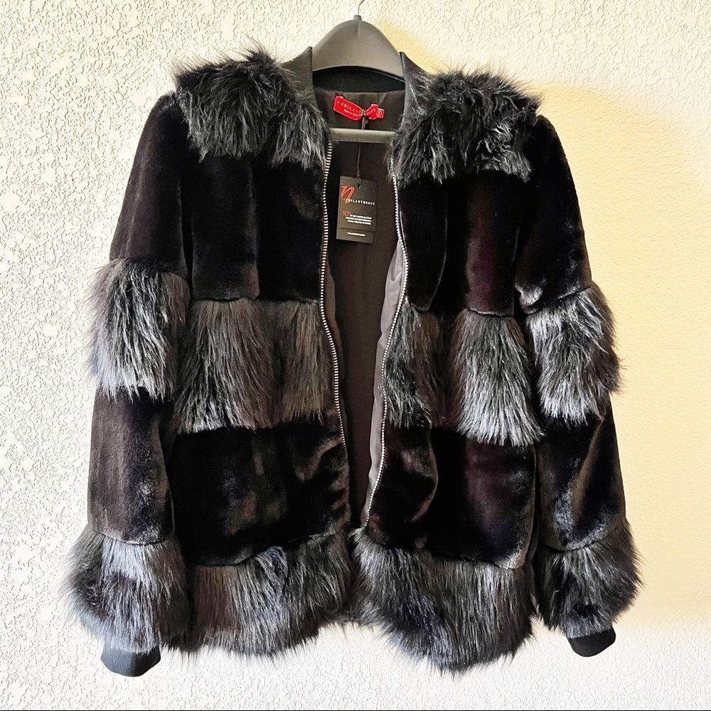 N:PHILANTROPHY Woman’s Harlan Faux Fur Black Cat Jacket NWT Size Small